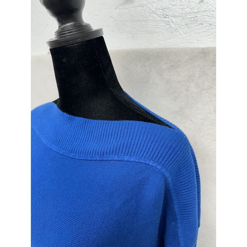 J Jill Sweater Womens Medium Sweater Blue Boat Neck Ribbed Knit 100% Cotton‎ - Picture 2 of 7